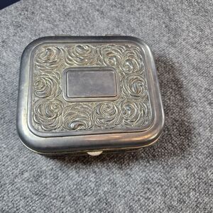 Vintage International Silver Co Rose Pattern Red Velvet Lined Jewelry Box